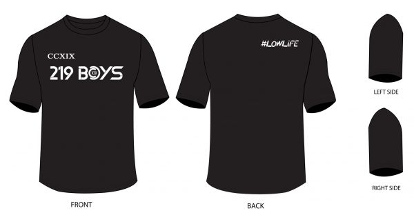 219BLKA Black 'CCXIX LOWLiFE' T-Shirt - Image 2